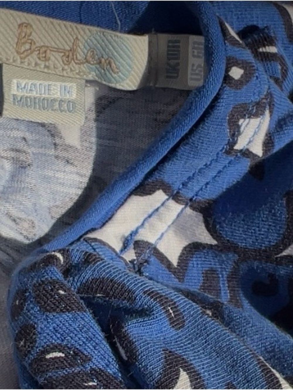 BODEN | Women’s Blue Sapphire Island Vine Jersey Dress V-neck Faux Wrap Size 6R - Picture 8 of 9